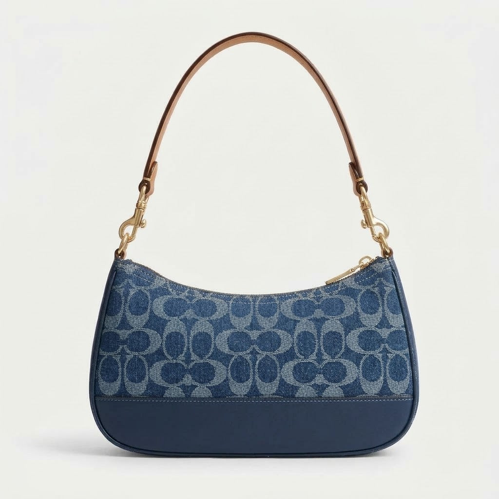 Blue Signature Pattern Shoulder Bag | Stylish Everyday Handbag