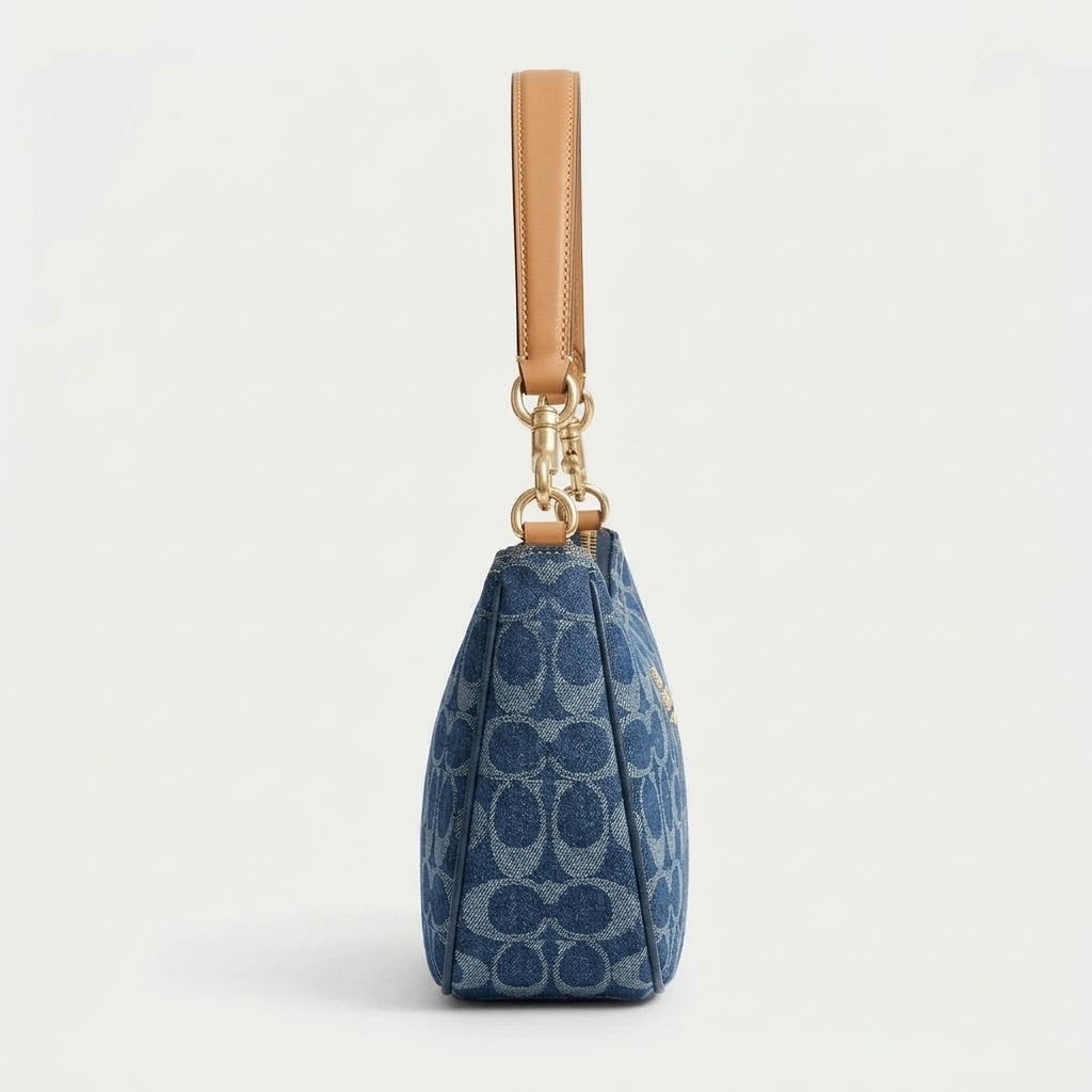 Blue Signature Pattern Shoulder Bag | Stylish Everyday Handbag