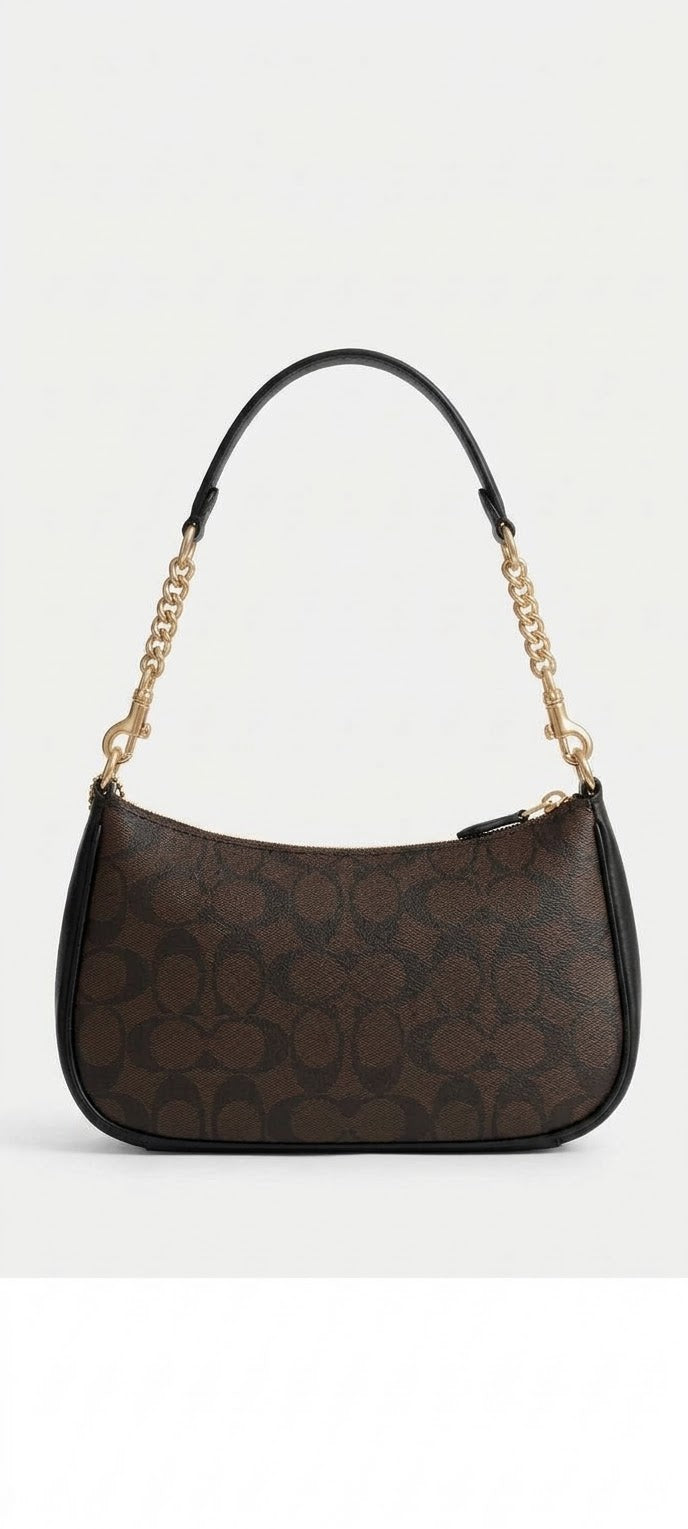 Brown & Black Signature Canvas Shoulder Bag