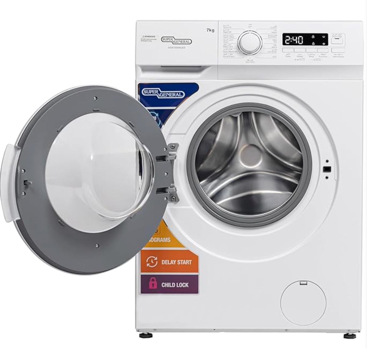 Super General SGW7250NLED 7Kg Front Load Washing Machine 2024 Edition ( No warranty / Guarantee )