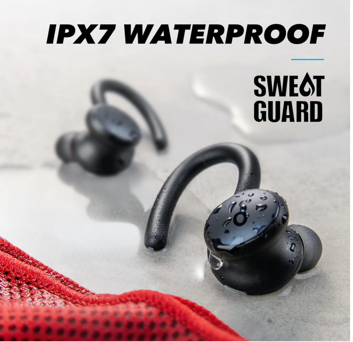 soundcore by Anker Sport X10 Bluetooth 5.2 Headphones for Sports, Rotating Ear Hooks, Deep Bass, IPX7 Water Protection, Sweatproof, 32 Hours Battery (Black) ( No Warranty / Guarantee )