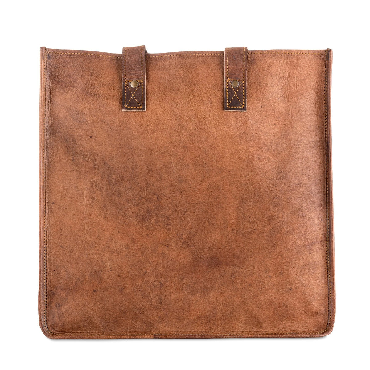 Womens Full Grain Leather Tote Bag Brown Large Shoulder Work Handbag Handmade