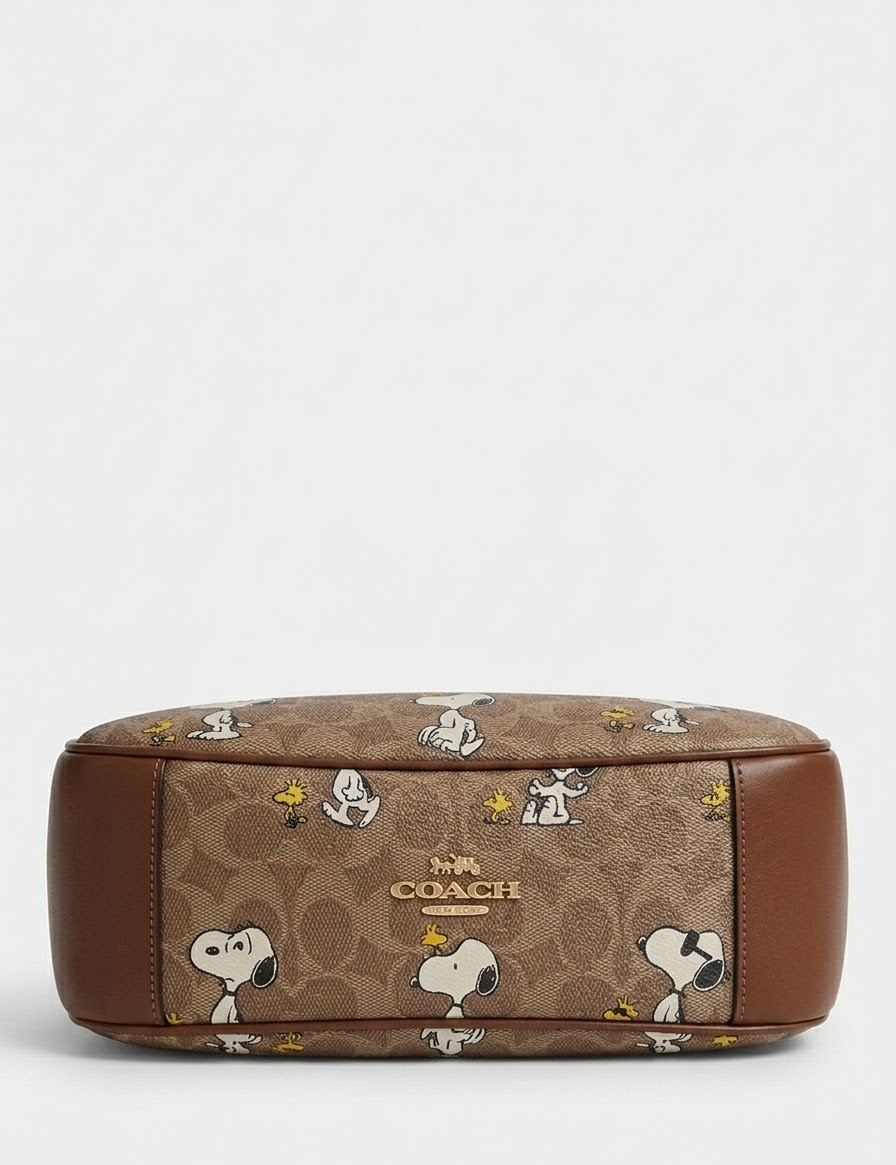 Brown Signature Canvas Snoopy Shoulder Bag
