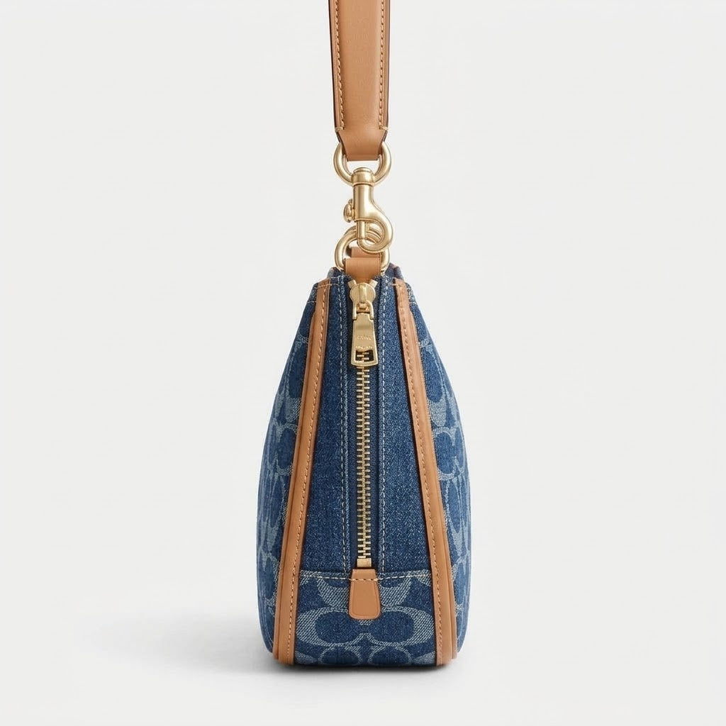 Blue Signature Pattern Shoulder Bag | Stylish Everyday Handbag