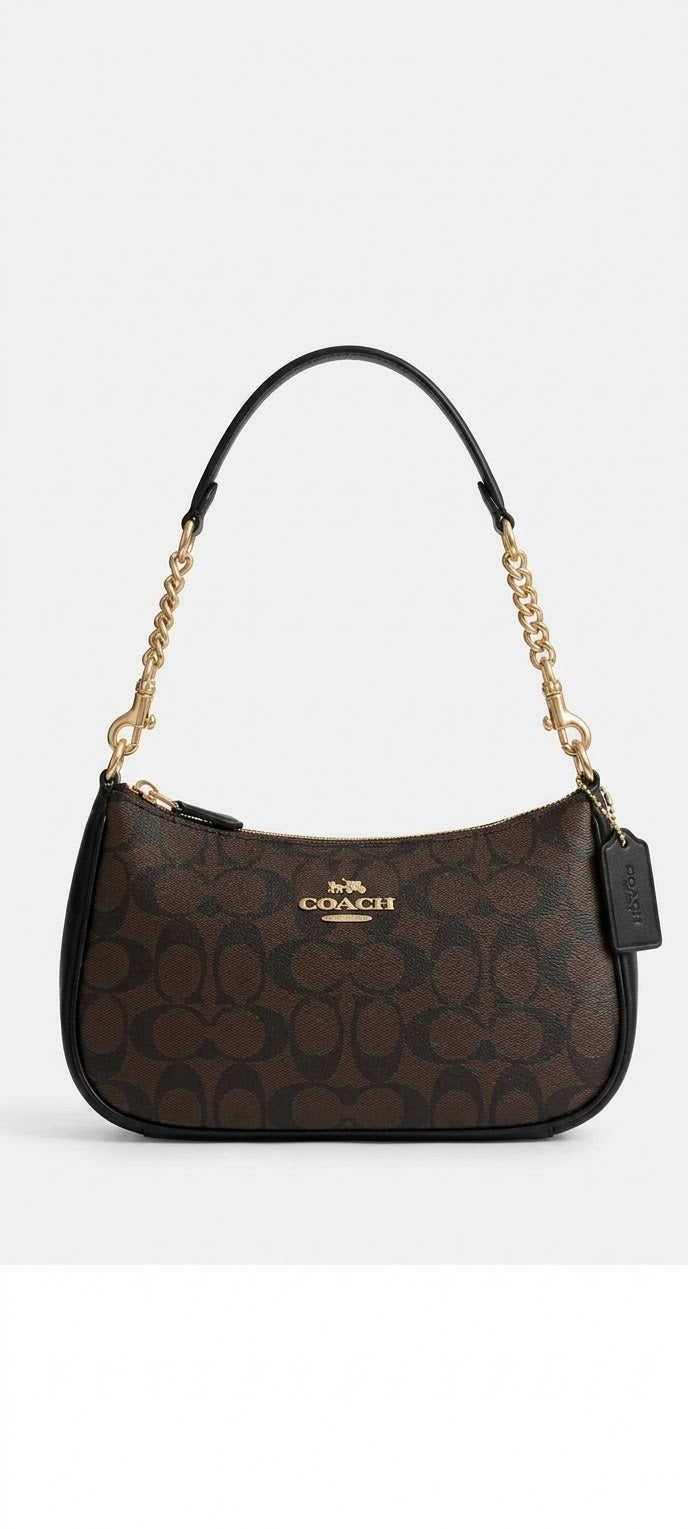 Brown & Black Signature Canvas Shoulder Bag