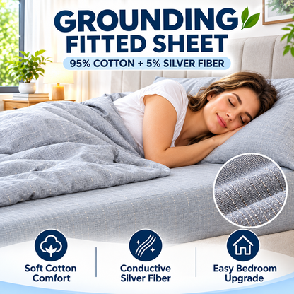 Grounding Fitted Sheet – 20% Silver Fiber Organic Cotton Earthing Bed Sheet with Tester