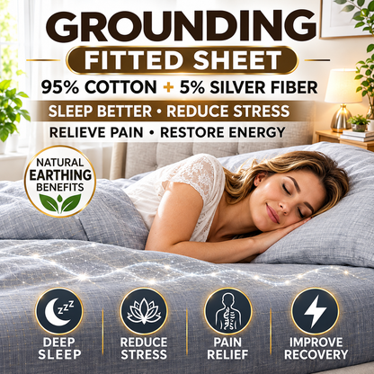 Grounding Fitted Sheet – 20% Silver Fiber Organic Cotton Earthing Bed Sheet with Tester