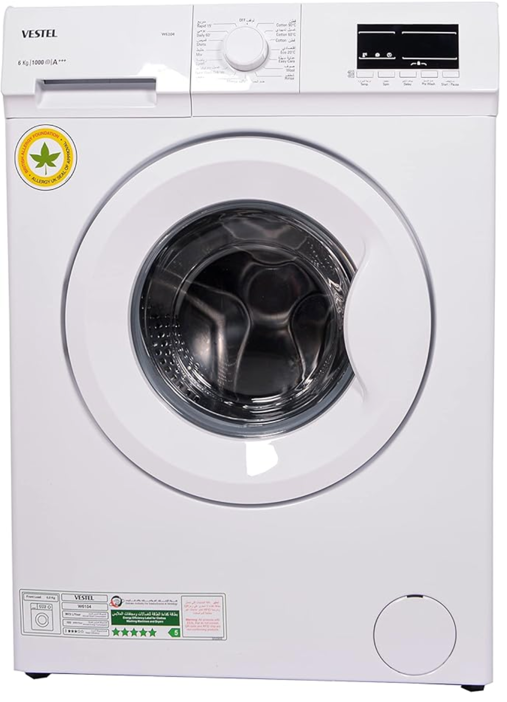 Vestel Front Loading Washing Machine 6kg W6104 White ( No Warranty / Guarantee ) Brand New