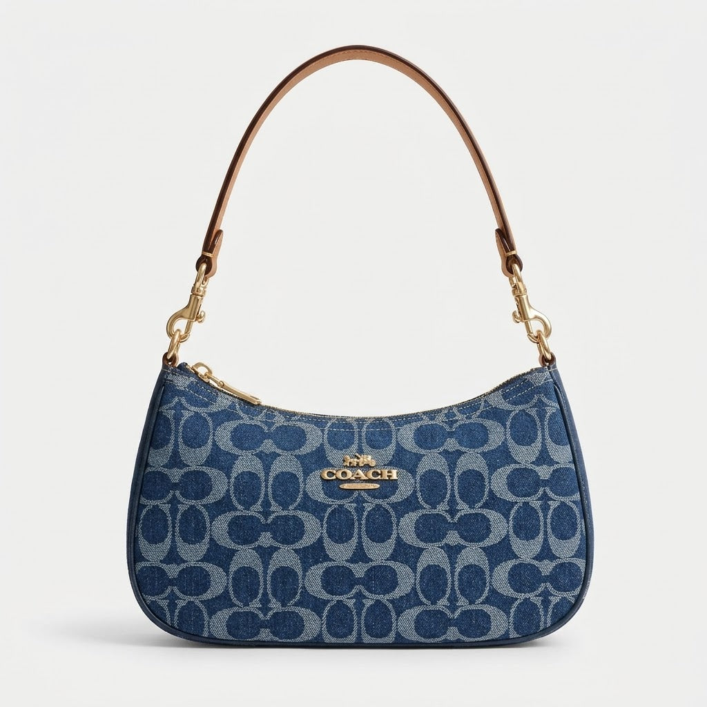 Blue Signature Pattern Shoulder Bag | Stylish Everyday Handbag