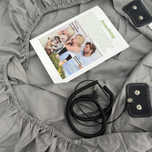 Grounding Fitted Sheet – 20% Silver Fiber Organic Cotton Earthing Bed Sheet with Tester
