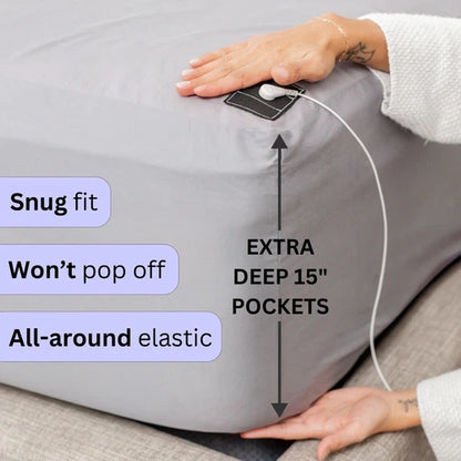 Grounding Fitted Sheet – 20% Silver Fiber Organic Cotton Earthing Bed Sheet with Tester
